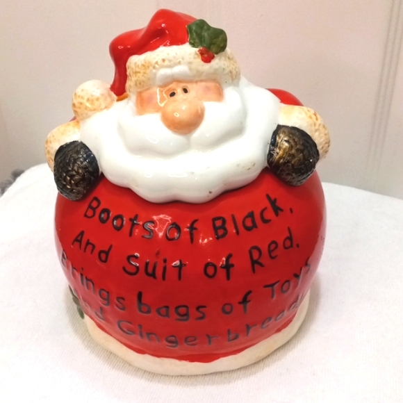 Ganz Santa Clause Cookie Jar W/St.Nicks Poem 7" X 7" - Picture 2 of 4